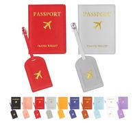 Keadic Set di 4 copertine per passaporto e etichette per bagagli, luna di miele, con scritta Mr and Mrs, cartellino da viaggio e porta passaporto, per matrimonio, fidanzamento, addio al nubilato,