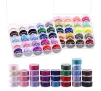 Keadic Set di 50 bobine preavvolte di dimensioni standard, colori assortiti, con custodia, bobine di filo di misura A, per macchina da ricamo Brother/Babylock/Janome/Elna/Singer