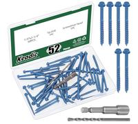 Keadic Set di 50 viti per calcestruzzo con testa a rondella esagonale con intaglio da 3/16", perfette per l'ancoraggio a muratura, blocchi o stucco in mattoni, fissaggio sicuro su calcestruzzo (blu