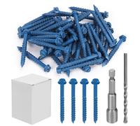 Keadic Set di 50 viti per calcestruzzo con testa a rondella esagonale con intaglio da 6,35 mm, perfette per l'ancoraggio a muratura, blocchi o stucco in mattoni, fissaggio sicuro su calcestruzzo (blu