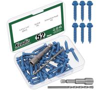 Keadic Set di 50 viti per calcestruzzo da 1/4" con testa piatta Phillips e punte per trapano, perfette per l'ancoraggio a muratura, blocchi o stucco di mattoni, fissaggio sicuro su calcestruzzo (blu