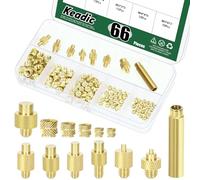 Keadic Set di 65 inserti termofissati e inserti filettati M2/M2,5/M3/M4/M5, dadi zigrinati e punte per saldatore, per saldatore, inserti per parti in plastica e parti di stampante 3D