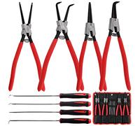 Keadic Set di 8 pinze interne esterne ad anello a scatto da 33 cm e ganci di precisione con borsa portaoggetti, kit di pinze per anelli resistenti