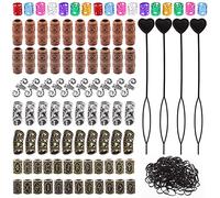 Keadic Set di perline da barba vichinghe, 299 pezzi, 7 pezzi, include perline dreadlock, forcine per capelli, elastici neri e anelli di estensione per capelli, gioielli, decorazione