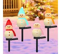 KEAGAN 4 luci natalizie solari per esterni, decorazioni natalizie a forma di pupazzo di neve, luci LED impermeabili, luci solari da giardino, luci da giardino con pupazzo di neve, per cortile, patio