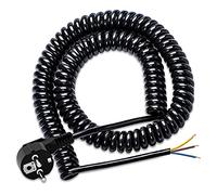 KEAGAR Prolunga a spirale con contatto di protezione, 250 V/16 A, cavo a spirale a 3 fili, estensibile da 0,75 m a 2 m, cavo di prolunga con spina di protezione, IP20, interno nero