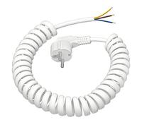 KEAGAR Prolunga a spirale con contatto di protezione, 250 V/16 A, cavo a spirale a 3 fili, estensibile da 0,75 m a 3 m, cavo di prolunga con spina di protezione, IP20 per interni - bianco