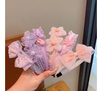 KEAINVRN 6 fasce per capelli per ragazze in pizzo floreale a rete antiscivolo per bambini con farfalla e coniglio fiocco dolce fascia per capelli per bambine e adolescenti