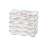 KeaJuidy 5 pezzi Astucci per Matite in Plastica Trasparente Impilabili 19x9,5x3 cm Scatole Portamatite con Coperchio per pennelli, penne, acquerelli e accessori per disegnare