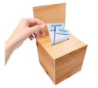 KeaJuidy Urna Per Votazioni Casella Voto Scatola Donazioni In Legno Tessuto Vintage Per Consigli Sicurezza Fibbia Media Due Fogli Spessi Commenti Voto Donazione Biglietto Da Visita Rimovibile