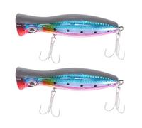 KEALLANS 2 pz Popper de pesca a occhi 3D con ganci appuntiti 12 cm 42 G per tovaglia d'acqua artificiale in plastica morbida Isca attrezzatura da pesca blu