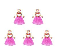 KEALLANS 30 Set Hawaiano Grass Skirt Fiore Hula Lei Wristband Garland Fancy Dress Costume - Rosa