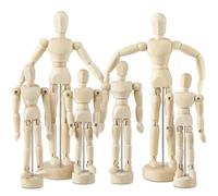 KEALLANS 6 Pz Kit Modelli di Manichino per Artisti in Legno con Supporto, Manichino Snodabile per Disegno, Flessibile e Dotato di Supporto