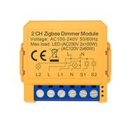 KEALLANS Modulo Interruttore Dimmer Intelligente Tuya Zigbee Controllo 2CH Luci LED Interruttore Dimmerabile Regolazione Continua+Controllo Vocale