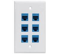 KEALLANS Piastra da parete Ethernet Cat 6, 6 porte, piastra da parete Ethernet, rimovibile, compatibile con Cat7/6/6E/5/5E