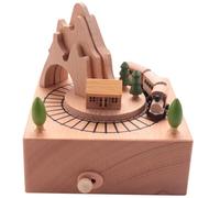 KEALLANS Wooden Scatola Musicale con Tunnel di Montagna con Un Piccolo Treno Magnetico nel Movimento Riproduce