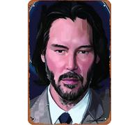 Keanu Reeves - Poster in metallo con ritratto fanart, decorazione da parete per casa, strada, cancello, bar, club, ristoranti, caffè, negozi, pub, idea regalo, 20 x 30 cm