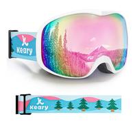 Keary Occhiali da sci per bambini 3-14 6-14 occhiali da snowboard occhiali da neve bambini ragazzi ragazze giovani bambini occhiali da snowboard protezione UV anti-appannamento rosa inverno neve sport