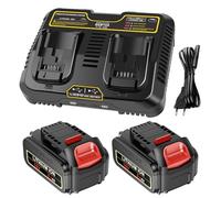 KEATFE Set di 2 batterie e caricabatterie da 5500 mAh per DeWalt, 18 V/20 V max agli ioni di litio, compatibile con DeWalt DCB204 DCB206 DCB180 DCB181 DCB182 DCB184 DCB201