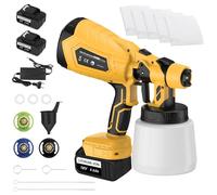 KEATFE Sistema di spruzzatura a batteria, con batteria da 2 x 5500 mAh, pistola per verniciatura elettrica, 1000 ml, grande contenitore, per dipingere pareti, soffitti, mobili, recinzioni da giardino