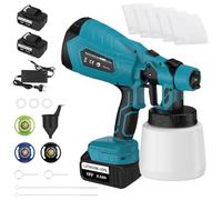 KEATFE Sistema di spruzzatura a batteria, con batteria da 2 x 5500 mAh, pistola per verniciatura elettrica, 1000 ml, grande contenitore, per dipingere pareti, soffitti, mobili, recinzioni da giardino