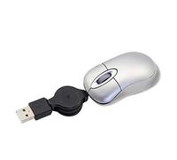 KeautFair Mini mouse cablato, cavo USB retrattile da 70 cm, 1600DPI, portatile, ergonomico, piccolo, piccolo, per bambini, mani piccole, per Win98/Win7/2000/ME/XP/VISTA, laptop/PC (argento)