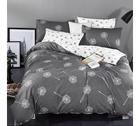 KEAYOO Biancheria da letto 135 x 200 cm, colore grigio e bianco, motivo a leone, 100% cotone, per inverno fino all'estate, Soft Touch con chiusura lampo, set da 2 pezzi