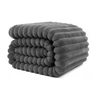 KEAYOO Coperta morbida e calda, copriletto/coperta per divano, motivo a righe, per mamma, donna e fidanzata (grigio scuro, 200x230 cm)