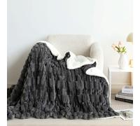 KEAYOO Morbida coperta con texture morbida extra calda, ideale come coperta per divano e copriletto, buon regalo per le donne (geometria grigio scuro, 200 x 230 cm)