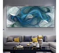 KEBIA Colore Blu Stile Boho Stampe su Tela Pittura Astratta Poster e Stampe su Tela Quadri su Tela Immagini per Soggiorno Decorazioni per la casa 60x120 cm Senza Cornice