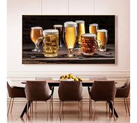 KEBIA Tipi di Birra Arte della Parete Birra Bar Banner Immagini da Parete Bere Dipinto su Tela Poster e Stampe per Bar Cucina Decorazione della Parete 50x100 cm Senza Cornice