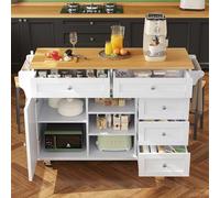 Kebnor Carrello da pranzo moderno e semplice, combinato, design a doppio uso, mobile e solido, adatto per cucina privata e commerciale (134 x 46 x 92 cm) (bianco)