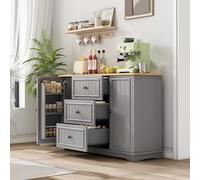 Kebnor Credenza moderna ed elegante con 3 cassetti e porte simili al frigorifero, armadio a buffet per sala da pranzo, soggiorno e corridoio (grigio)