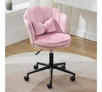 Kebnor Design moderno: due sedie da ufficio, schienale a forma di petali, cuscino lombare a forma di farfalla, regolabile in altezza, morbido cuscino rosa
