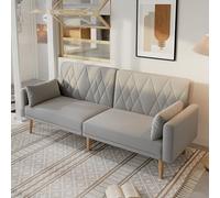 Kebnor Divano Letto Multifunzionale, Divano a Due Posti, Schienale Diviso, Tessuto in Velluto, Grigio, 180*75*82cm