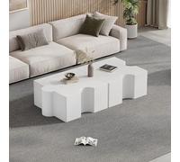 Kebnor Fantastico set di tavolino bianco a forma di puzzle, design modulare in 2 pezzi, può essere diviso per posizionare tavoli da divano su entrambe le estremità del divano, tavolo da soggiorno