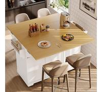 Kebnor Isola da cucina, armadio, armadio a buffet 120 x 40 (80) x 95 cm, carrello da cucina estraibile con ruote, estensibile su entrambi i lati, con porta asciugamani e portaspezie, due ante, tre