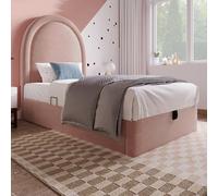 Kebnor Lettino imbottito per bambini, letto singolo con motivo cosmico, velluto per ragazzi e ragazze (senza materasso) (rosa, 90 x 190 cm)