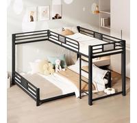 Kebnor Letto a castello a L in metallo, 90 x 200 cm, oltre 140 x 200 cm (nero)