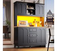 Kebnor Mobile alto di alta qualità con illuminazione a LED e controllo app (120 × 40 × 180 cm), moderno mobile da soggiorno con 4 ante e 3 cassetti, vetrina da cucina con funzione luce musicale e