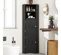 Kebnor Mobile da bagno, mobile angolare con due ripiani, scomparto aperto con ripiano regolabile, 36,5 x 36,5 x 155 cm (nero)