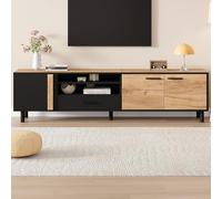 Kebnor Mobile TV Lowboard TV, con 3 armadi e 1 cassetto, supporto TV con 5 gambe di supporto, adatto per mobili da soggiorno da 80 pollici, 180 x 32,5 x 50 cm (nero, legno)