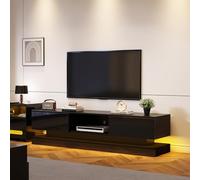 Kebnor Mobile TV lucido con illuminazione a LED, 160 x 35 x 40,5 cm, 2 cassetti, controllo app, design anti-ribaltamento, per televisori da 60 pollici, TV Lowboard (nero)