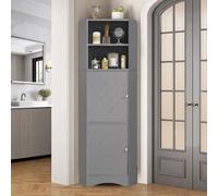 Kebnor Mobiletto da bagno, mobile angolare con due ripiani, scomparto aperto con ripiano regolabile, 36,5 x 36,5 x 155 cm (grigio chiaro)