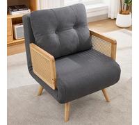Kebnor Poltrona 3 in 1 con funzione letto e schienale regolabile a cinque livelli, braccioli in legno massello, imbottita come poltrona, sdraio e letto singolo, ideale per soggiorno, ufficio o