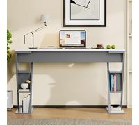 Kebnor Scrivania semplice, scrivania con supporto a forma di X, scaffale a sei posizioni, design coordinato in grigio e bianco, elegante e resistente, grigio + bianco 120 x 50 x 74 cm