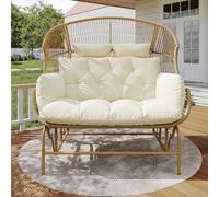 Kebnor Sedia a dondolo da giardino per due persone, poltrona sospesa, per giardino, balcone o terrazza (colore legno)