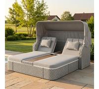 Kebnor Set salotto da giardino con protezione solare/isola, in polyrattan, con gazebo, mobili da terrazza resistenti alle intemperie, con divano, sgabello, poltrona e tavolo/per balcone e giardino