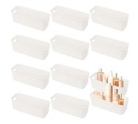 Keboyoe 10 Pezzi Cestino Portaoggetti Plastica Scatole Portaoggetti Rettangolari Cestini Portaoggetti di Plastica Scatola Portaoggetti con Maniglie Organizer Portaoggetti per Cucina Casa Ufficio Bagno