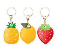 Keboyoe 3 Pezzi Portachiavi Airtag Cuoio Airtag Portachiavi Pelle Custodia Airtag Bambini Portachiavi Airtag Pelle Limone Fragola Ananas, Portatile, Anti-graffio